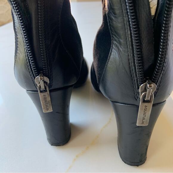 Aquatalia Black Ankle Booties Genuine Leather Size 6.5 Heeled Boots $550 Retail - Picture 15 of 16